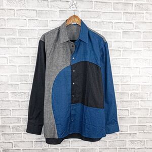 JW Anderson Curved Patchwork Shirt Grey Blue size 50 Classic fit